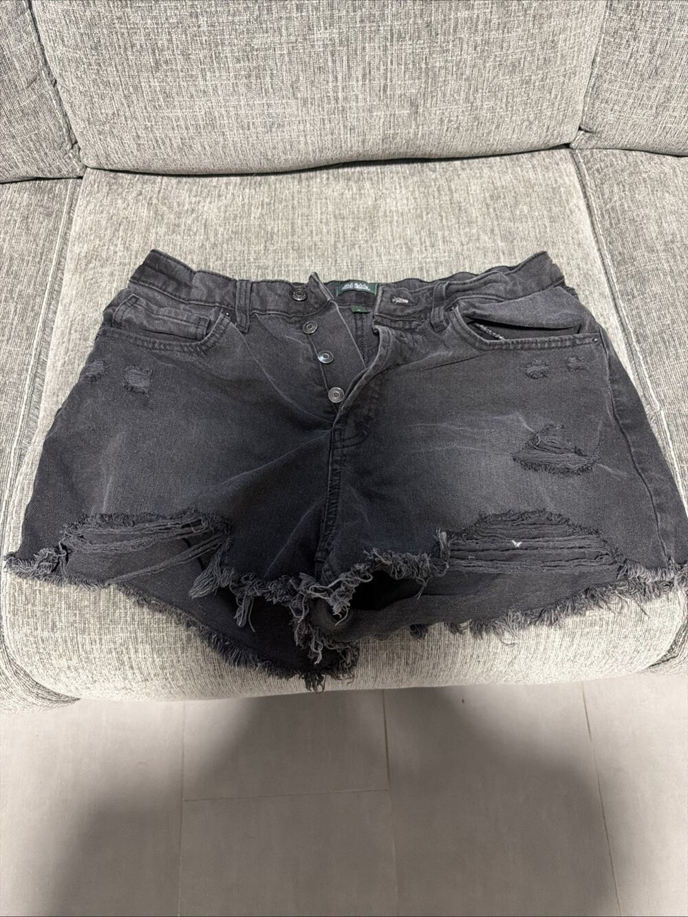 Women Wild Fable Distressed High- Rise Black Denim Shorts Size 12